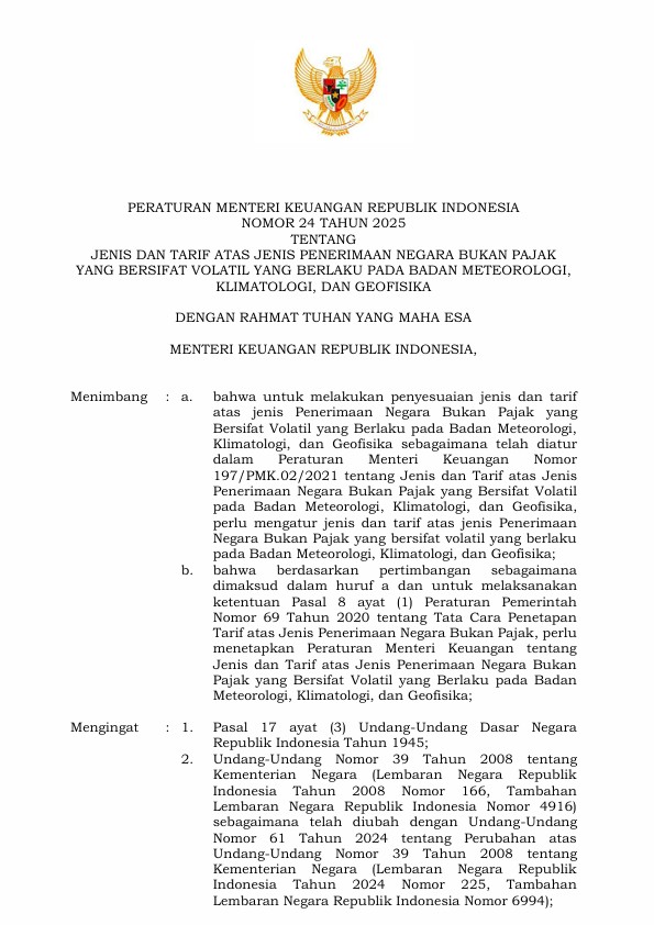 Dokumen regulasi Operasi Modifikasi Cuaca